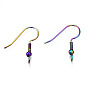 Ion Plating(IP) 304 Stainless Steel French Earring Hooks, Flat Earring Hooks, Ear Wire, with Beads and Vertical Loop