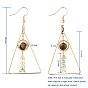 Natural Gemstone Dangle Earrings, with Brass Real 18K Gold Plated Earring Hooks and Brass Findings, Triangle