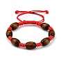 Bracelets de perles tressées en corde de polyester ciré coréen ajustable, avec perles de tonneau en bois d'érable naturel peintes à la bombe