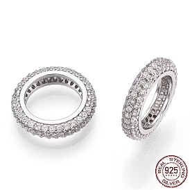 925 Sterling Silver Micro Pave Cubic Zirconia Charms, Ring, Nickel Free