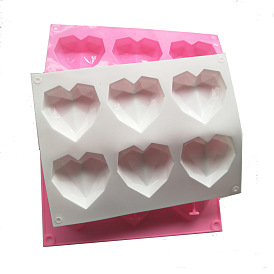 Food Grade Silicone Heart-shaped Molds Trays, with 6 Cavities, Reusable Bakeware Maker, for Fondant Baking Chocolate Candy Making