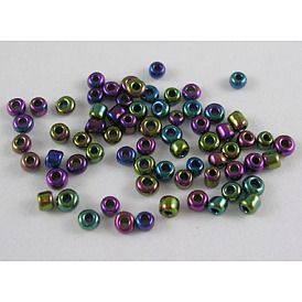 12/0 perles de rocaille de verre, opaque couleurs arc en ciel, 2mm, trou: 0.6 mm, environ 30000 pièces / livre
