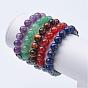 Natural Gemstone Stretch Bracelets, with Non-Magnetic Synthetic Hematite Beads