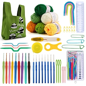 Crochet Kits with Yarn Set for Beginners Adults Kids, Knitting Tool Accessories with Panda Pattern Carry Bag, Crochet Starter Kit