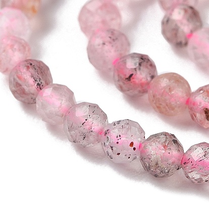 Naturel de fraise de quartz brins de perles, facette, ronde