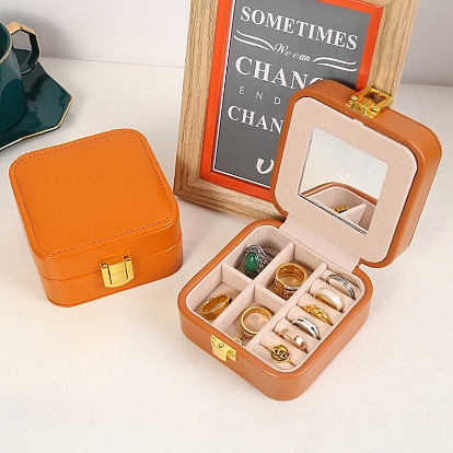 Square PU Leather Jewelry Box, Travel Portable Jewelry Case, for Necklaces, Rings, Earrings and Pendants