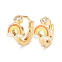 Rainbow Sparkling Cubic Zirconia Hoop Earrings for Girl Women, Lead Free & Nickel Free & Cadmium Free, Real 18K Gold Plated Brass Enamel Earrings