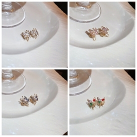 Rhinestone Butterfly Cuff Earrings, Golden 925 Sterling Silver Wire Wrap Non-piercing Jewelry for Women