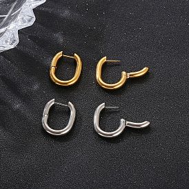304 Stainless Steel Hoop Earrings, Oval