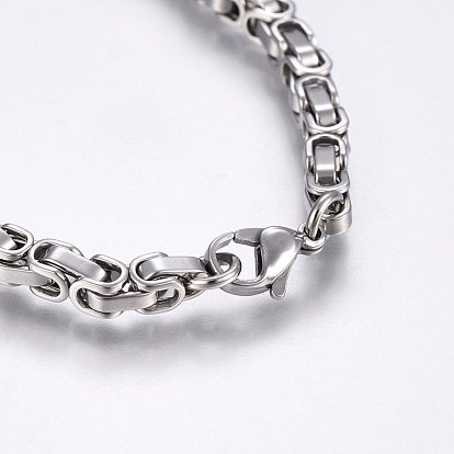 201 Stainless Steel Byzantine Chain Bracelets, with Lobster Claw Clasps