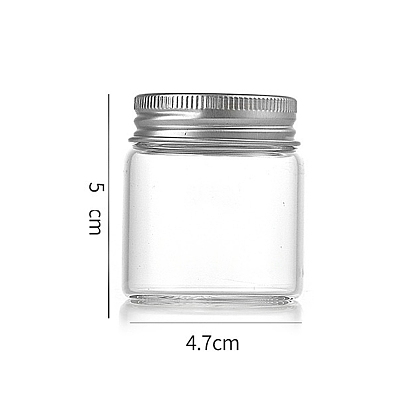 Tubos de almacenamiento de cuentas con tapa de tornillo de vidrio de columna, botellas de vidrio transparente con labios de aluminio