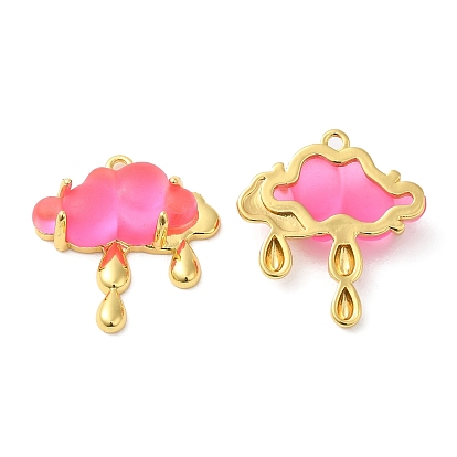 Translucent Resin Pendants, Cloud Charms, with Rack Plating Real 18K Gold Plated Brass Findings, Long-Lasting Plated, Cadmium Free & Lead Free