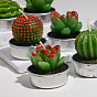 Bougies sans fumée cactus paraffine, bougies décoratives succulentes artificielles, avec des conteneurs en aluminium, pour la décoration