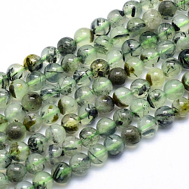 Natural Prehnite Beads Strands, Round, Grade AB