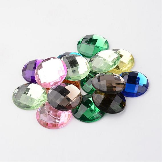 Imitation Taiwan Acrylic Rhinestone Flat Back Cabochons, Faceted, Half Round/Dome