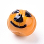 Halloween Theme Handmade Lampwork Beads, Cartoon Pumpkin Jack-O'-Lantern