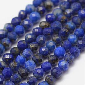 Natural Lapis Lazuli Beads Strands, Faceted, Round