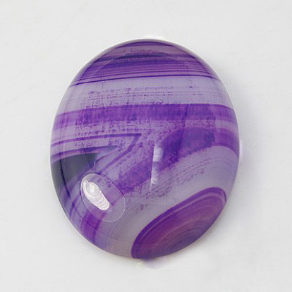 Gemstone Cabochons, Striped Agate/Banded Agate, Oval, Dark Orchid