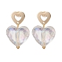 Transparent Acrylic Heart Dangle Stud Earrings, 201 Stainless Steel Drop Earrings with 316 Stainless Steel Pins for Women