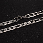 304 figaro en acier inoxydable chaînes colliers et des bracelets ensembles de bijoux, avec fermoir pince de homard, facette, 23.42 pouces (595 mm), 215 mm (8-1/2 pouces), 6.8mm