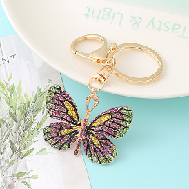 Pendentif porte-clés en strass papillon étincelant - joli cadeau de charme en métal