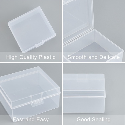 Boîte en plastique benecreat pp, couvercle rabattable, rectangle