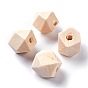 Faceted Unfinished Wood Beads, Natural Wooden Beads, Polygon