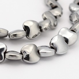 Electroplate Non-magnetic Synthetic Hematite Bead Strands, Apple, 5x6x3mm, Hole: 1mm, about 77pcs/strand, 15.7 inch