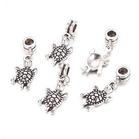 Alloy European Dangle Charms, Tortoise, 35mm, Hole: 5mm