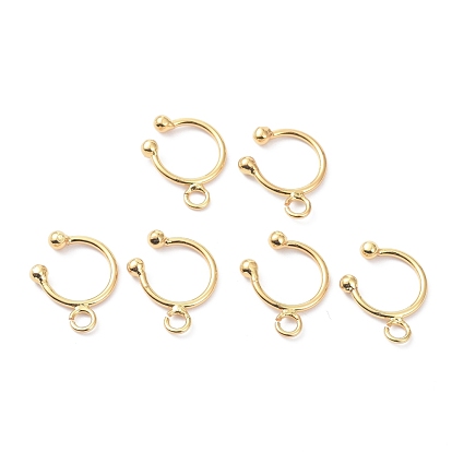 Brass Cuff Ear Cuff Findings, with Loop, Long-Lasting Plated, Ring, Cadmium Free & Lead Free