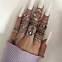 Conjunto de anillos de dedo de aleación de calavera, infinito, serpiente, entrecruzado y araña., anillos apilables goticos para halloween