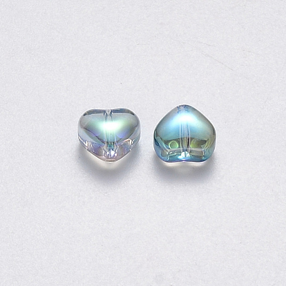 Perles de verre peintes par pulvérisation transparent, de couleur plaquée ab , cœur
