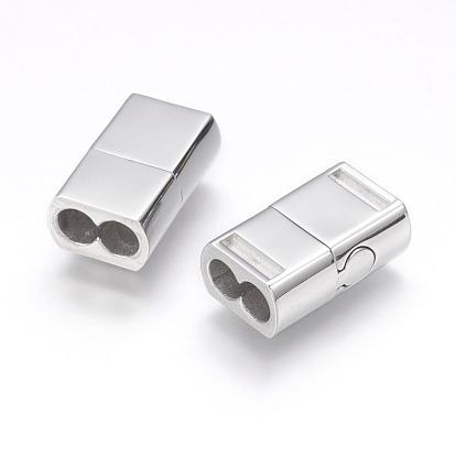 304 Stainless Steel Magnetic Clasps with Glue-in Ends, Rectangle