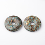 Assembled Bronzite and Imperial Jasper Big Pendants, Donut/Pi Disc, Dyed, 50x8~9mm, Hole: 10mm
