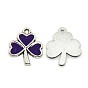 Alloy Enamel Pendants, Irish Charms, Shamrock, Antique Silver, 20x17x1.5mm, Hole: 2mm