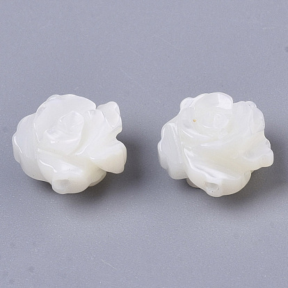Coquille de trochide naturelle / perles de coquille de troque, double-face, fleur