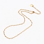Brass Paperclip Chain Necklaces, with Lobster Claw Clasps, Long-Lasting Plated, Word Good Luck
