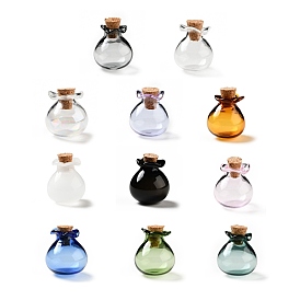 Lucky Bag Shape Glass Cork Bottles Ornament, Glass Empty Wishing Bottles, DIY Vials for Pendant Decorations