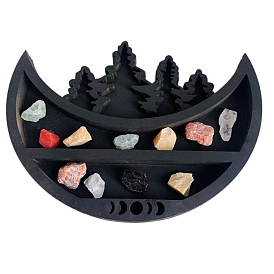 Wooden Shelf for Crystals, Witchcraft Floating Wall Shelf, Moon