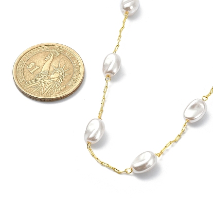 Collar de cadena con cuentas de perlas de plástico ccb, joyas de latón
