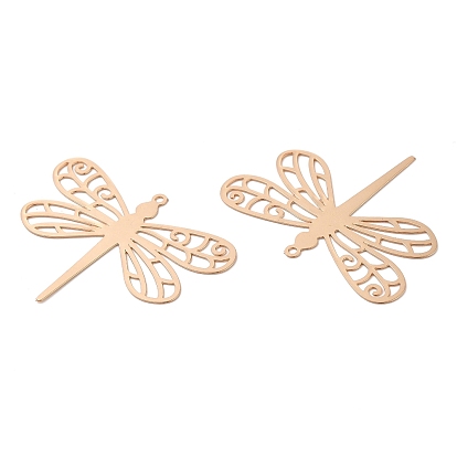 Long-Lasting Plated Brass Filigree Pendants, Dragonfly Charm