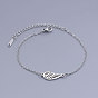201 Stainless Steel Link Bracelets, with Lobster Claw Clasps, Wing