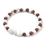 Gemstone Stretch Bracelets, with Grade B Pearl Beads and Wood Beads