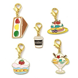 Alloy Food Enamel Pendants Decorations, with Alloy Lobster Claw Clasps