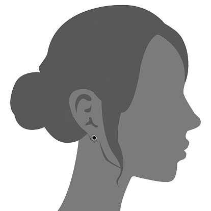 Tinysand@ rhombus 925 boucles d'oreilles en argent sterling et émail noir, 3.7mm, pin: 0.8 mm