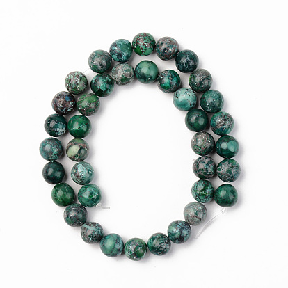 Brins de perles turquoises américaines naturelles, teints et chauffée, ronde