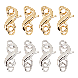 CHGCRAFT 8Pcs 2 Colors Brass Lobster Claw Clasps, with Jump Ring, Long-Lasting Plated, Parrot Trigger Clasps