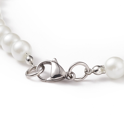 Glass Pearl Round Beaded Necklace for Men Women