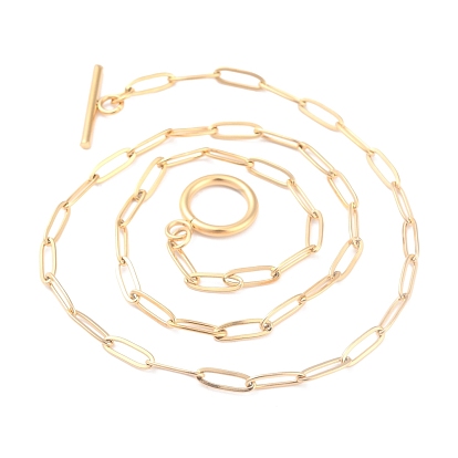 Placage ionique (ip) 304 colliers de chaîne trombone en acier inoxydable, avec fermoirs toggle