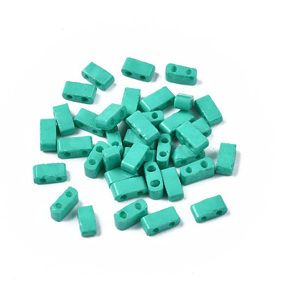 2-Hole Baking Paint Glass Seed Beads, Rectangle